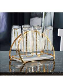 Moderno y lujoso estante colgante para tazas de vidrio con bandeja, estantería de drenaje para uso en el hogar y la sala de estar