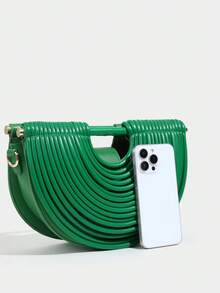 Noodle Element Handbag, Dumpling Shaped Crossbody Bag For Women, Saddle Bag - Green - View 5