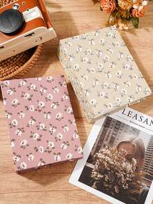 1pc 6-Inch 100-Page Vintage Minimalist Small White Flower Pattern Home Decor Photo Album, Fabric Photo Album, Cartoon Photo Album, Small Fabric Photo Album - Brown - View 6