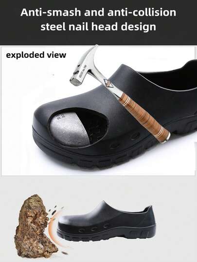 Chef Shoes With Anti-Smash, Anti-Oil, Acid And Alkali Resistant EVA, Slip-Resistant Work Shoes With Steel Toe, Oil-Resistant And Anti-Slip Safety Shoes.