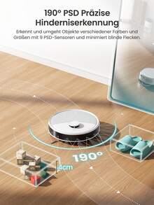 Robot aspirapolvere LEFANT M3L con potenza di aspirazione di 12000 Pa, svuotamento automatico, navigazione LiDAR, rilevamento tappeti, controllo APP di 220 minuti, autonomia di 8 settimane. - Grigio argento chiaro - Visualizzare 7