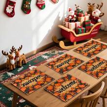 1pc/4pcs/6pcs/100pcs Autumn Thanksgiving Pumpkin Pattern Printed Placemats, Heat-Insulating Placemats, Suitable For Home Decoration, Holiday Dining, Kitchen And Party Decoration, Party Placemats, Can Be Given As Thanksgiving Gifts - Multicolor - View 6