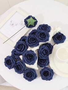1/5/9支皇家蓝泡沫玫瑰花束（带茎） - 优雅人造花，适用于婚礼装饰、家居和酒店点缀，以及圣诞节、复活节、情人节、感恩节、毕业典礼等节日。 - 寶藍色 - 查看 5