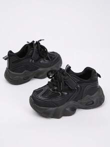 1 Pair Kids' Casual Sneakers, Cute Athletic Breathable Running Shoes For Boys And Girls - Black - View 2