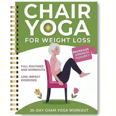 30-Day Chair Yoga Guide, Suitable For Weight Loss, Muscle Strengthening And Flexibility - Beginner-Friendly Exercises, Includes 60 Poses, Suitable For Seniors And Adults, 5.5x8.3 Inches, Green Cover Design, Senior Fitness | Spiral Bound | Durable Spiral Binding, Yoga Exercise Guide