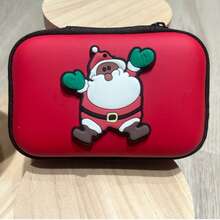 1 pièce Pochette de rangement style fermeture éclair de Noël, pour câbles, pièces de monnaie, clés, rouge à lèvres, sac de rangement multifonction, cadeau pour les amis