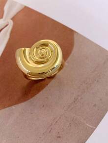 1pc Elegant Minimalist Geometric Zirconia Inlaid Dual-Tone Ring, Luxury 18K Gold Plated, Unique Design