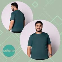 Camiseta Dry Fit Masculina Plus Size Sport Selene - Preto - Visão 8