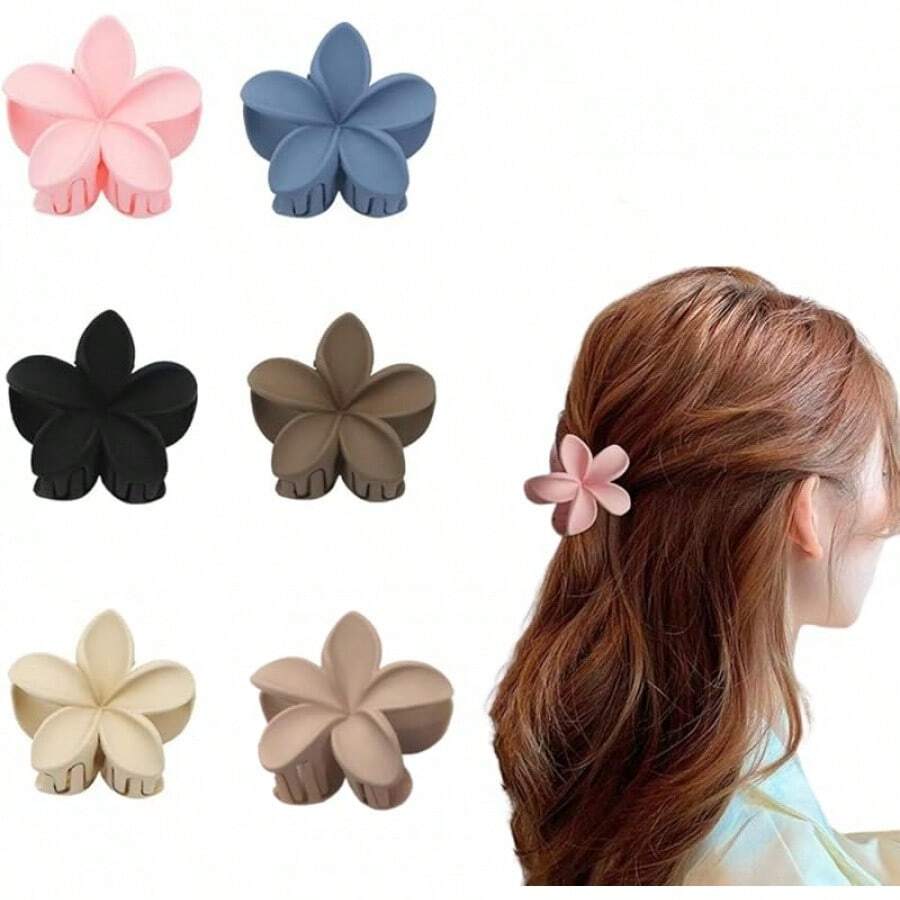 6 Piezas Pinzas para el Cabello para Mujer,Pinzas de Pelo de Flores y Mariposa,Multicolor Clips de Garra y Antideslizante para el Cabello (Color A) - ColorC - Ver 1