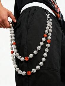 1pc Fashion Street Hip Hop Body Chain With Hanging Rhinestone Ball Pendant, Handmade Body Jewelry For Men And Women, Versatile Accessory
