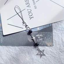1 Stylish Simple Star-Shaped Mobile Phone Lanyard Y2K Women's Chain Pendant Classic Black Holiday Gift - Black - View 4