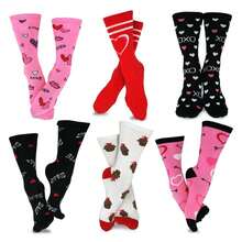 Valentine's Day Socks Women 6-Pair Pack - Heart Crew Socks For Women - Mother's Day Gifts - Women's Shoe Size 6-9 - Cotton - 如圖703 - 查看 1