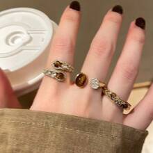Mirad Serpentine Tiger Eye Stone Open Ring For Women, With A Unique And High-End Design, Retro Index Finger Ring, And Light Luxury Ring