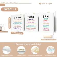3 件/套帆布挂件，[没关系，我可以，3 张正能量语录海报或帆布印刷品，正能量语录海报，儿童教室励志墙贴，极简主义墙面装饰] 帆布墙艺术，时髦女孩艺术，励志语录艺术，家居装饰， - 彩色 - 查看 14