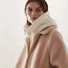 Unisex Hooded Down Hat, Autumn/Winter Warm Hat & Scarf, Versatile For Coats, Thick Windproof Outdoor Cycling Cap - Multicolor - View 5