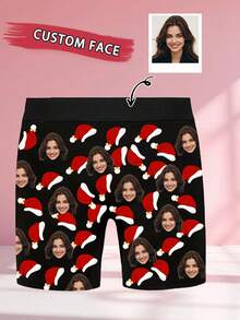 1条定制男士三角裤，可印照片或图片，个性化内裤，可定制女友名字，圣诞礼物，可爱有趣，舒适贴身，独一无二的个性化内裤，送给男友的理想礼物，适合婚礼、周年纪念日、生日和节日。 - 彩色 - 查看 3