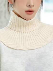 1pc Women's Turtleneck Scarf, European & Korean Style Warm Knitted Thick Neck Warmer, Twist Pattern