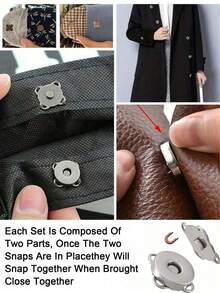 Hand-Sewn Plum Blossom Magnetic Buckle, Diy Concealed Magnetic Buckle For Luggage, Coats, And Bags, Invisible Mother-And-Child Magnetic Buttons, Magnetic Snaps, Invisible Metal Sewn Buttons, Lock Buckles. Suitable For Wallets, Bags, Clothing, Crafts, And Diy Accessories.