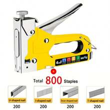 手动订书机套装 - 适用于木材、织物、家具、屋顶毛毡的四合一订书机 - 订书枪、1600 个钉子和 800 个钉子套装可供选择