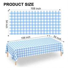 1pc/6pcs Red & White Checkered Tablecloth, 137*274cm Decorative Plaid Tablecloth, Waterproof Oil-Proof Dust-Proof Tablecloth, Oil-Proof Spill-Proof Floor Mat, Suitable For Indoor & Outdoor Wipeable Tabletop, Fit For Picnic, Farm, Birthday, Wedding Rectangle Party Table