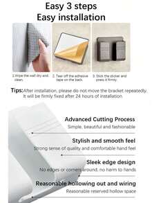 1 قطعة حامل هاتف مثبت على الحائط بدون ثقب، صندوق تخزين متعدد الوظائف لجهاز التحكم عن بعد، حامل شحن هاتف مثبت على الحائط، رف شحن وتخزين بجانب السرير، ديكور منزلي، مناسب لتخزين الهاتف في غرفة النوم، تخزين جهاز التحكم عن بعد، تخزين في الحمام - متعدد الألوان - مشاهدة 6