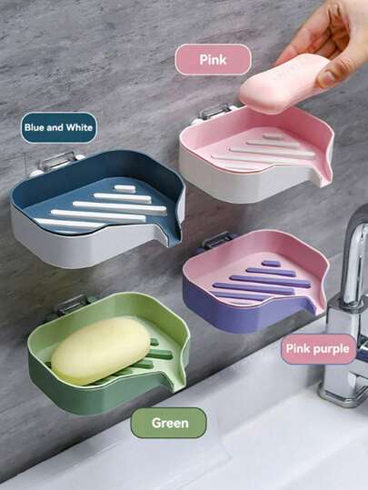 1 pièce Porte-savon mural. Étagère de rangement pour salle de bain avec drainage. Porte-savon ménager, sans besoin de percer des trous, avec un égouttoir. Porte-savon haut de gamme neuf dans la salle de bain. Étagère de rangement à double couche dans la salle de bain. Porte-savon de rentrée scolaire - Rangement de salle de bain - Décoration de salle de bain d'automne