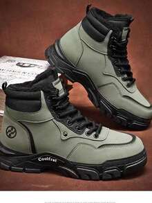 Botas para hombre, nuevas botas de otoño/invierno, botas amarillas, botas forradas térmicamente - Verde - Ver 3