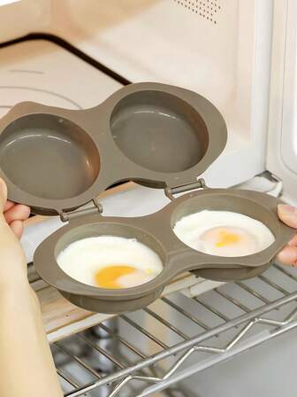 2个装。快速煮蛋器。微波炉煮蛋器/煎蛋器。非电动，耐热PP塑料，带隔热底座的双蛋杯，节省空间的早餐烹饪工具，适用于家庭、办公室、宿舍 - 易于清洁的厨房小工具，坚固的手柄设计，耐用的炊具。