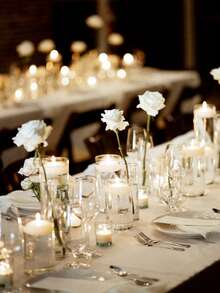 1 Set Portavelas de Vidrio, Portavelas Flotante, Portavelas Romántico Europeo para el Día de San Valentín, Adecuado para Cena a la Luz de las Velas, Fiesta de Cumpleaños, Banquete de Hotel, Boda, Puede Colocar Velas Flotantes, Decoración, Decoración de Habitación, Decoración del Hogar, Regalo - Multicolor - Ver 3