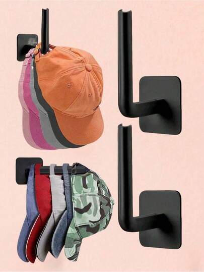 Wall Mounted Hat Rack, Hat Holder, Hat Storage Organizer Hooks For Baseball Caps, Bathroom Storage, Adhesive No Drilling Required, Wall Hanging Hooks For Hats, Towels, Clothes, Grey
