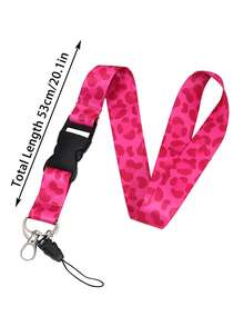 1pc Pink Leopard Breakaway Teacher Keychain Lanyard Set With Id Card Holder,Cute Neck Strap Lanyard For Keys,Credit Card,Pass,Phone Charm Accessories,With A Metal Key Ring,Great Gifts For Teachers,Students,Staff,The Best Teacher's Day Gift To Thank Your Teacher