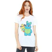 Disney Damen/Frauen Toy Story 4 Ducky und Bunny Vintage-Look Pose Baumwolle Boyfriend T-Shirt (Weiß) - Weiss - Übersicht 3