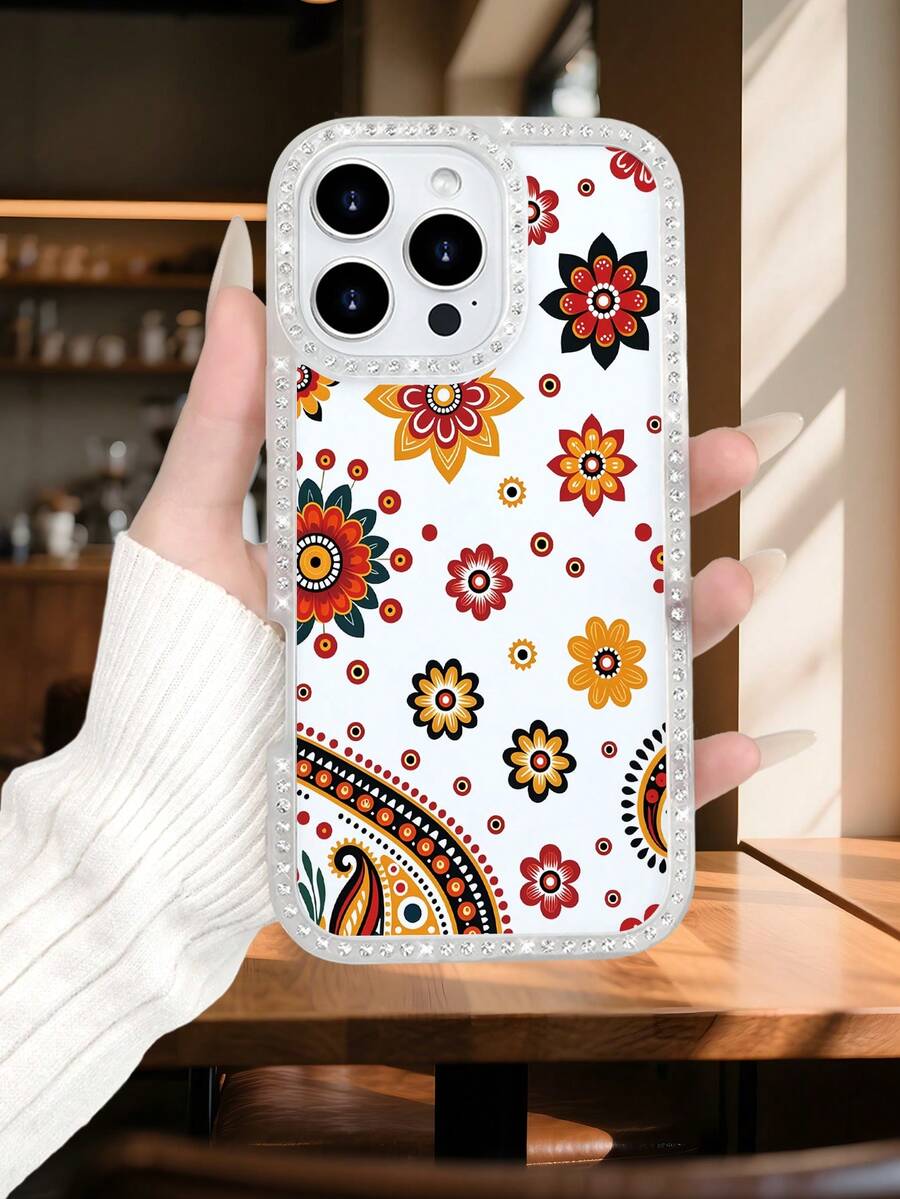 Boho-Blumen-Handyhülle,  Muster, ästhetische, lebendige Schutzhülle, stilvolles Modeaccessoire, kompatibel mit iPhone 17promax/17pro/17/iPhone Air/16promax/16pro/16plus/16/15promax/15pro/15plus/15/14promax/14pro/14plus/14/13promax/13pro/13/12promax/12pro/12/11promax/11 - Transparenz(clear) - Übersicht 1