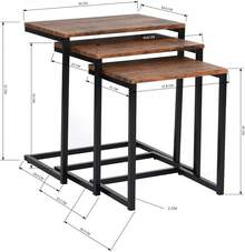 FurnitureR Juego de 3 Mesas auxiliares Triangulares Mesita Auxiliar Mesa de Centro Mesita Auxiliar Minimalista Moderna para Sala de Estar y balcón Hogar y Oficina Chocolate - Negro (juego de 3) - Ver 9