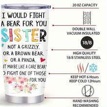 1pc 20 Oz Stainless Cup, Sisters' Unicorn Sippers, Ergonomic Shape Fits Comfortably In Hand, Water Bottle For Girls, Beach Day Refreshment, Gifts For Women, Mom, Friend, Sister, Stainless Steel Tumbler