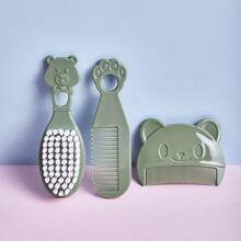 3件套婴儿熊造型梳子套装，包含发刷、沐浴刷、新生儿乳痂刷、卡通熊造型梳理套装 - 彩色 - 查看 10