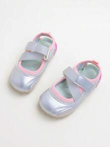 1 Pair Solid Color Casual & Comfortable Flat Shoes For Girl, Suitable For Outdoor Activities, All Seasons - Silver - View 2