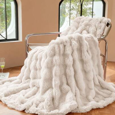 1 件超柔软仿兔毛毯，温暖舒适，可机洗，四季毛绒，盖毯、大号和特大号尺寸，多功能午睡毯，适用于办公室、卧室、沙发、旅行，双面可用，冬季装饰
