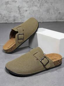 Dép da lộn kaki thời trang thường ngày có khóa kim loại có thể điều chỉnh, đế trong mềm mại thoải mái, phù hợp cho cả nam và nữ, thích hợp cho mùa thu/đông, Giáng sinh, Halloween, thích hợp cho gia đình, hẹn hò, mua sắm, đi làm, tiệc tùng, kỳ nghỉ ở bãi biển - Màu Khaki - Xem 6