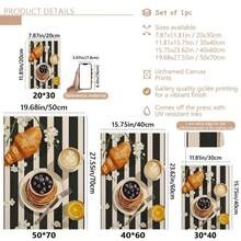 1pc Canvas Hanging, [French Cafe Wall Canvas Art, Fashion Breakfast Poster, Minimalist Food Illustration, Black And White Kitchen Print, Fashion Cafe Illustration] Canvas Wall Art, Funky Girl Art, Inspirational Quote Art, Home Decor, - Multicolor - View 10