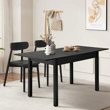 SUN YEE 160cm Extendable Dining Table Wooden Rectangular Kitchen Table Black - Black - View 6