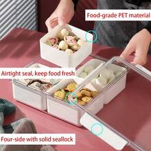 MineSign 2Pack Divided Snackle Box With Lids Stackable Food Serving Tray For FruitandVeggie Plastic Fridge Storage Container For Pantry Freezer Clear Snack Box For Meal Prep Candy Nuts Spice - 1 包 - 查看 3
