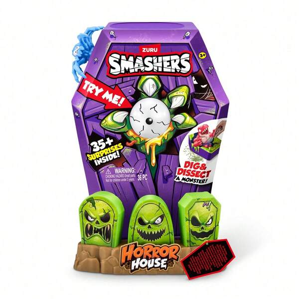 ZURU Smashers Mega Horror House Playset, Interactive Toy, Collectible Toys With Over 35 Surprises, Unbox, Fun For Kids And Teens (1 Pack)