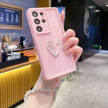 Ốp điện thoại DIY ngọc trai, tương thích với iPhone 17/16/15 PRO MAX/15 PLUS/15 PRO/15/14 PRO MAX/14 PLUS/14 PRO/14/13 PRO MAX/13 PRO/13/12 PRO MAX/12 PRO/12 PRO MAX/11 PRO/11/XS MAX/XR/XS/7/8 PLUS/ Ốp bảo vệ trong suốt chống sốc, ốp điện thoại giả ngọc trai kèm dây đeo cổ tay, tương thích với Samsung Galaxy A14 A34 A54 A15 A25 A35 A55 S23 S23Plus S23ultra S23fe S24 S24plus S24ultra S24fe S25 S25plus S25ultra, phù hợp với Note 13/14 Promax - Hồng - Xem 4