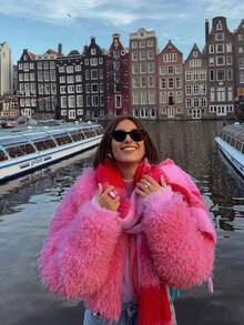 Fashionable Solid Color Faux Fur Cropped Jacket, Winter