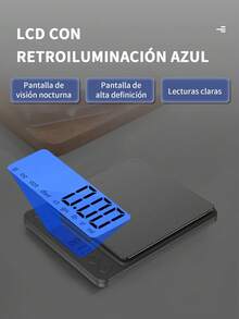 Báscula De Acero Inoxidable Para Cocina Multifuncional Electrónica De 3kg-0.1g, Alta Precisión De Peso De 0.01g,con pantalla LCD retroiluminada, tara, 9 unidades(g,oz,ozt,dwt,ct gn,lb,tl,ml), apagado automático, 2 bandejas, pilas incluidas, acero inoxidable,Para Cocinar Y Hornear Alimentos - Plateado - Ver 6