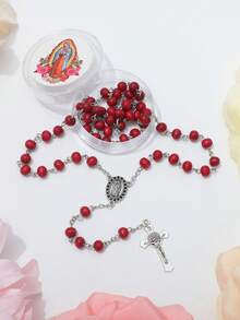 1 mặt dây chuyền thánh giá chuỗi hạt Mân Côi Đức Mẹ Guadalupe, Quà tặng tôn giáo cho Giáng sinh, Lễ Phục sinh, Thích hợp cho cầu nguyện hàng ngày, Thêm sức, Rước lễ, Rửa tội - Kinh Mân Côi Đức Mẹ Guadalupe - Xem 12