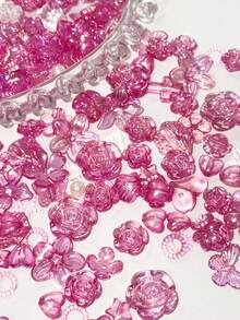 80pcs Small Glitter Starry Faux Pearl Rose Decor Mixed Colors Valentines