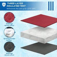 Outsunny 4 Person Insulated Ice Fishing Tent, Pop-Up Portable Ice Fishing Shelter With Carry Bag, Two Doors And Anchors For -22℉, Red - 紅色 - 查看 5