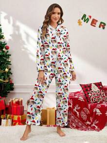 Printstory Customized Fleece Jumpsuit, Personalized With Human, Family Member, Pet, Cartoon, Holiday-Themed Interesting Graphics, Great For Christmas, Holiday Gifts - White - View 4